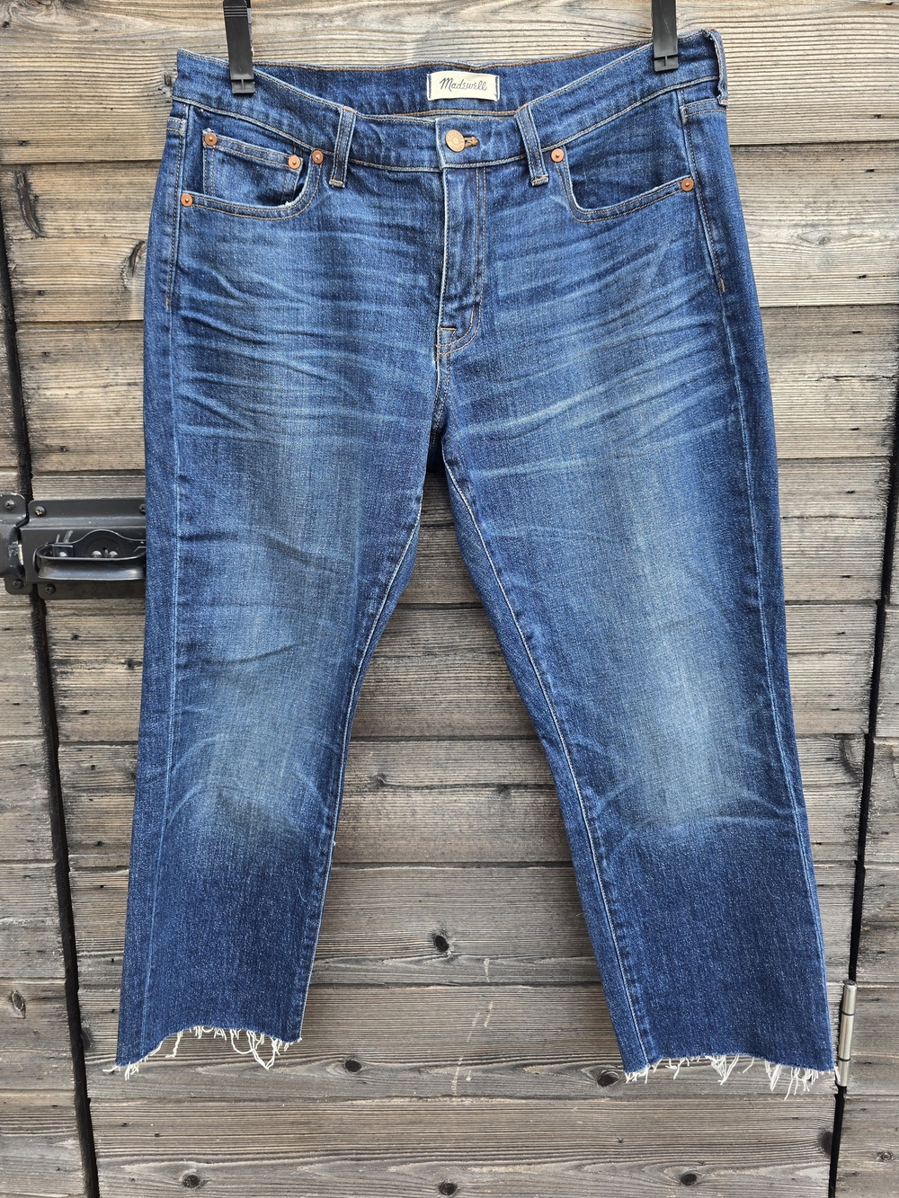 Madewell Women's Distressed Blue Straight Jeans